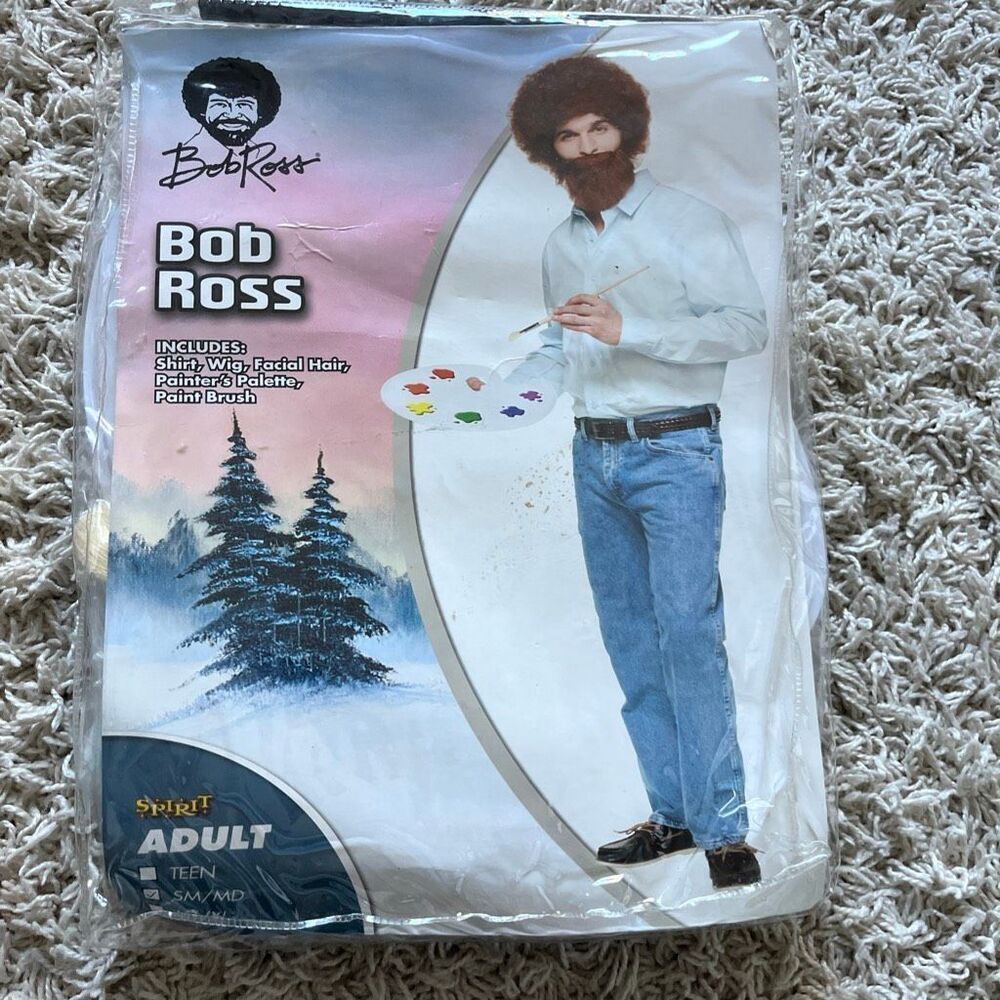 New Bob Ross Adult Costume Spirit Halloween Size Sm/Md